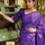 Blue silk blend jacuard work festival saree with unstitched blouse piece
