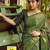 Green silk blend jacuard work festival saree with unstitched blouse piece