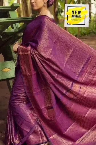 Wine  silk blend jacuard work festival saree with unstitched blouse piece