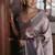 Grey  silk blend jacuard work festival saree with unstitched blouse piece