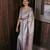 Grey  silk blend jacuard work festival saree with unstitched blouse piece