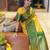 Yellow green  silk blend jacuard work festival saree with unstitched blouse piece