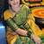 Yellow green  silk blend jacuard work festival saree with unstitched blouse piece