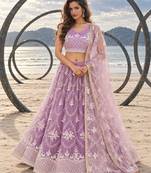 LAVENDER NET THREAD WITH ZARI AND SEQUINCE WORK FESTIVE LEHENGA CHOLI SET FOR WOMEN'S