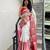 White red  silk blend jacuard work festival saree with unstitched blouse piece