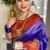 Blue red  silk blend jacuard work festival saree with unstitched blouse piece