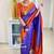 Blue red  silk blend jacuard work festival saree with unstitched blouse piece