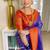 Blue red  silk blend jacuard work festival saree with unstitched blouse piece