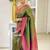 Green pink  silk blend jacuard work festival saree with unstitched blouse piece