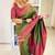 Green pink  silk blend jacuard work festival saree with unstitched blouse piece