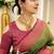 Green pink  silk blend jacuard work festival saree with unstitched blouse piece