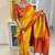 Yellow red  silk blend jacuard work festival saree with unstitched blouse piece