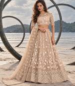 DUSTY CHIQU NET THREAD WITH ZARI AND SEQUINCE WORK FESTIVE LEHENGA CHOLI SET FOR WOMEN'S