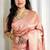 Peach silk blend jacuard work festival saree with unstitched blouse piece