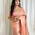 Peach silk blend jacuard work festival saree with unstitched blouse piece