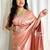 Peach silk blend jacuard work festival saree with unstitched blouse piece