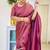 Wine silk blend jacuard work festival saree with unstitched blouse piece