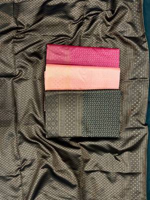 Wine silk blend jacuard work festival saree with unstitched blouse piece 5