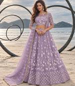 LAVENDER NET THREAD WITH ZARI AND SEQUINCE WORK FESTIVE LEHENGA CHOLI SET FOR WOMEN'S
