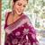 Wine silk blend jacuard work festival saree with unstitched blouse piece