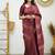 Maroon silk blend jacuard work festival saree with unstitched blouse piece