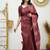 Maroon silk blend jacuard work festival saree with unstitched blouse piece