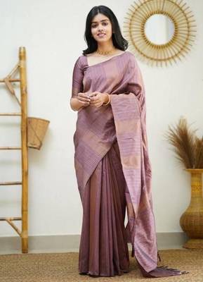 Onion silk blend jacuard work festival saree with unstitched blouse piece 1