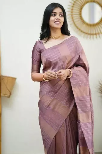Onion silk blend jacuard work festival saree with unstitched blouse piece