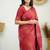 Red silk blend jacuard work festival saree with unstitched blouse piece