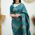 Sea green silk blend jacuard work festival saree with unstitched blouse piece