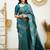 Sea green silk blend jacuard work festival saree with unstitched blouse piece