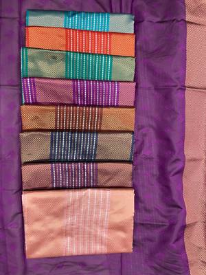 Sea green silk blend jacuard work festival saree with unstitched blouse piece 3