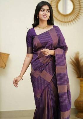 Wine silk blend jacuard work festival saree with unstitched blouse piece 1