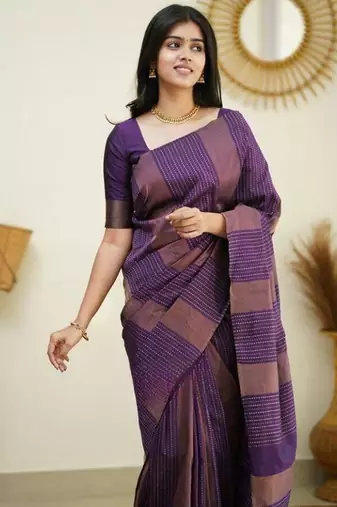 Wine silk blend jacuard work festival saree with unstitched blouse piece