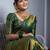 Green silk blend jacuard work festival saree with unstitched blouse piece