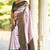 Baby pink green silk blend jacuard work festival saree with unstitched blouse piece