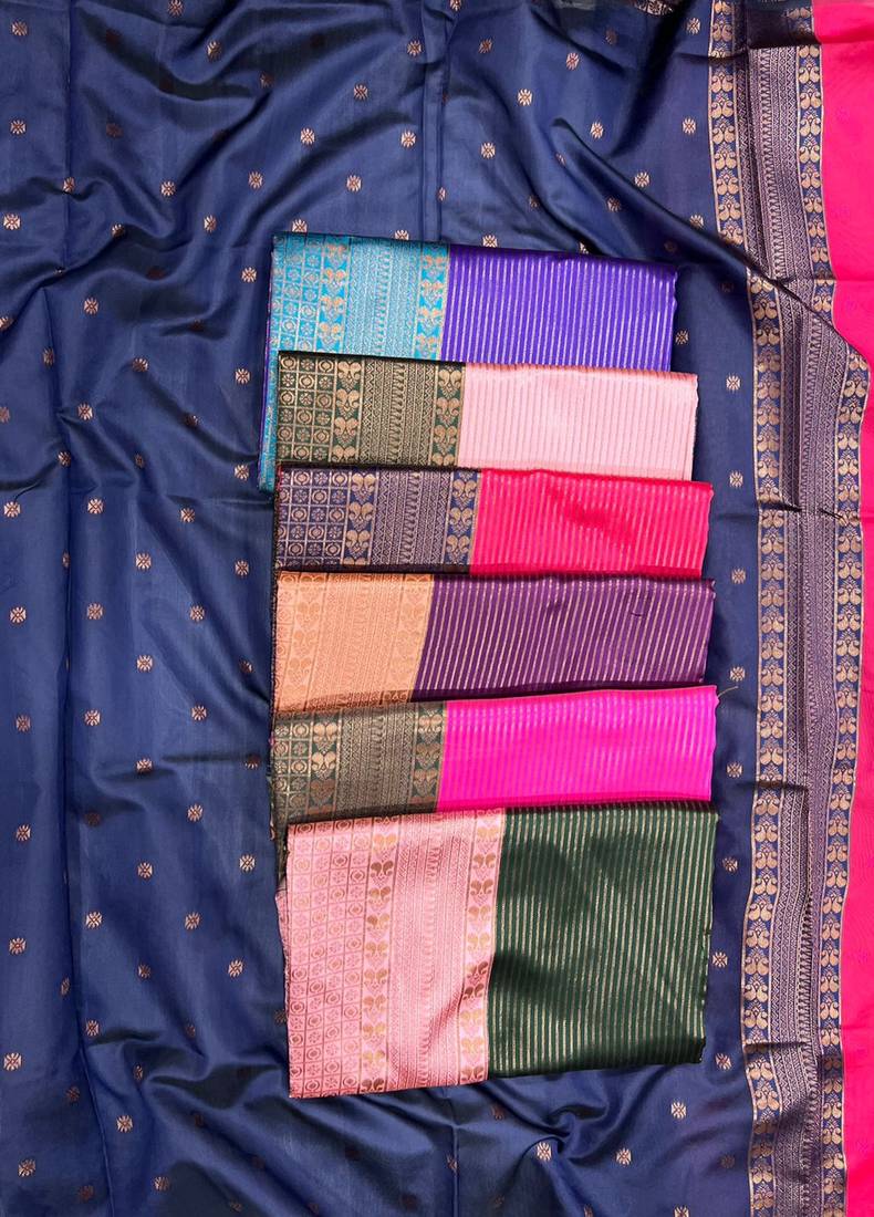 Baby pink green silk blend jacuard work festival saree with unstitched blouse piece