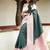 Baby pink green silk blend jacuard work festival saree with unstitched blouse piece