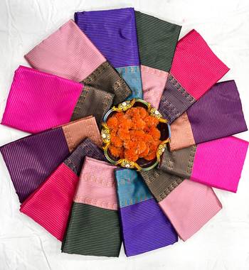 Green onion silk blend jacuard work festival saree with unstitched blouse piece 5