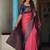 Rani pink blue silk blend jacuard work festival saree with unstitched blouse piece