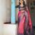 Rani pink blue silk blend jacuard work festival saree with unstitched blouse piece