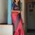 Rani pink blue silk blend jacuard work festival saree with unstitched blouse piece
