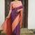 Wine peach silk blend jacuard work festival saree with unstitched blouse piece