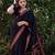 Black silk blend jacuard work festival saree with unstitched blouse piece