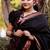 Black silk blend jacuard work festival saree with unstitched blouse piece