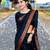 Black silk blend jacuard work festival saree with unstitched blouse piece