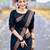 Black silk blend jacuard work festival saree with unstitched blouse piece