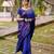 Blue silk blend jacuard work festival saree with unstitched blouse piece
