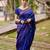 Blue silk blend jacuard work festival saree with unstitched blouse piece