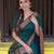 Turquoise silk blend jacuard work festival saree with unstitched blouse piece